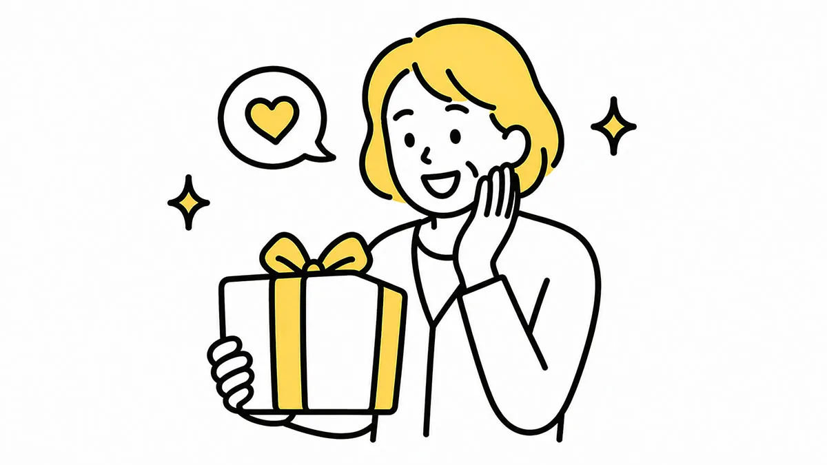 花束をもらう母親のイラスト