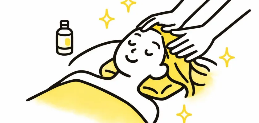 ヘッドスパを受ける女性