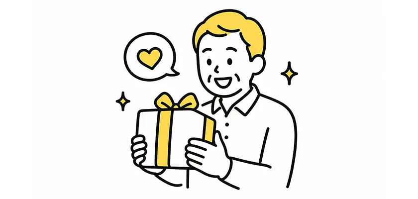 プレゼントをもらう父親のイラスト