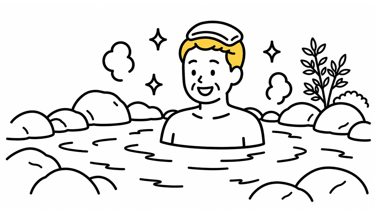 温泉にはいるお父さんのイラスト