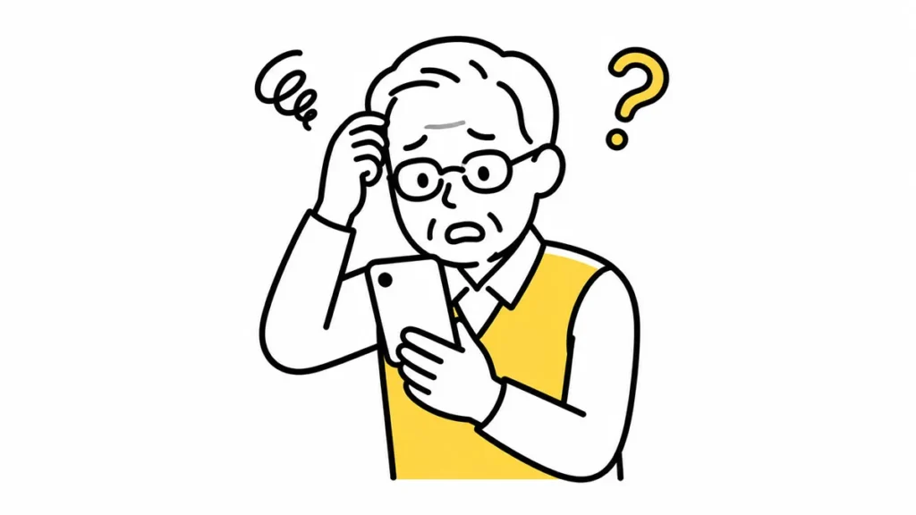 スマホが苦手な父親のイラスト