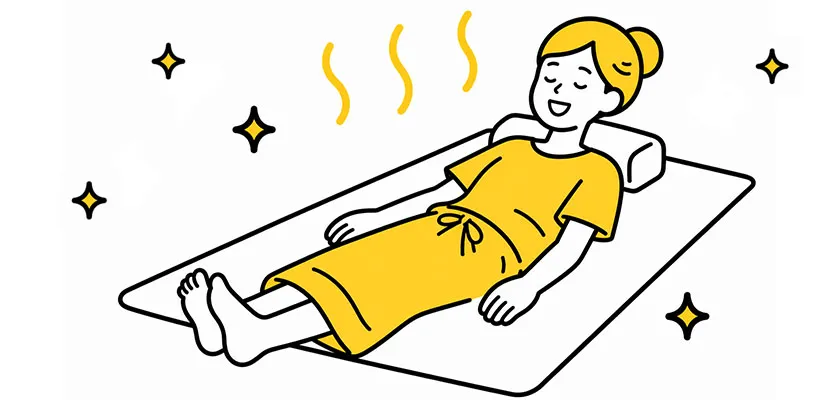 岩盤浴を楽しむ女性のイラスト