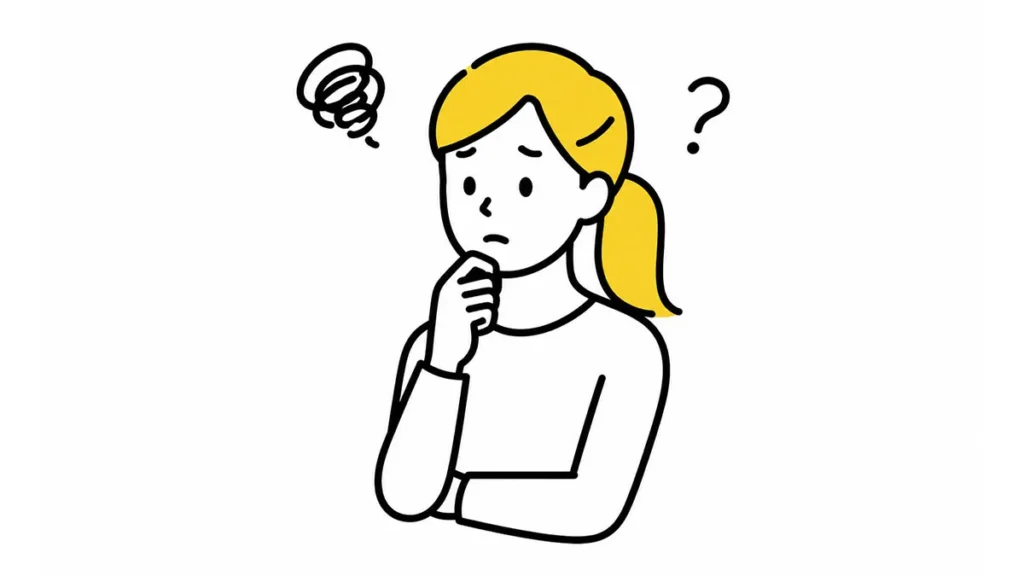 少し考える女性のイラスト