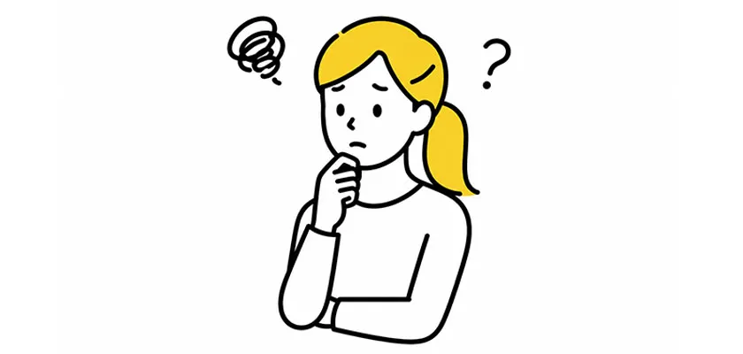 少し考える女性のイラスト