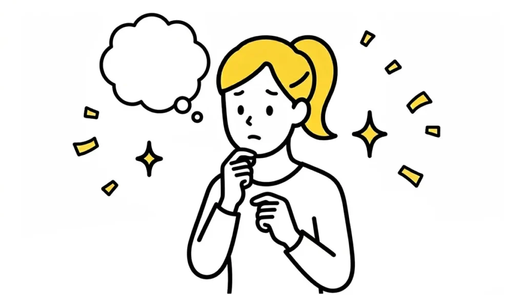 少し悩む女性のイラスト
