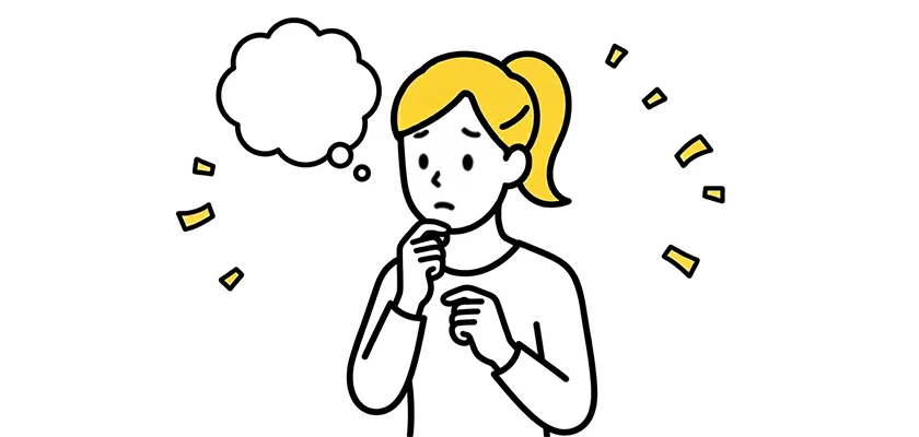 少し悩む女性のイラスト