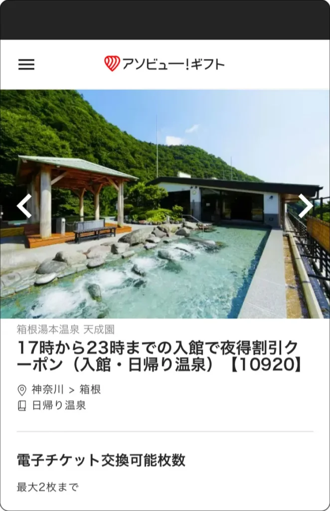 ONSENチケット　WEBカタログ 箱根湯本温泉　天成園
