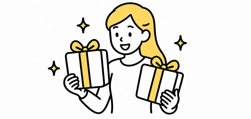 プレゼントを2つ持つ女性のイラスト
