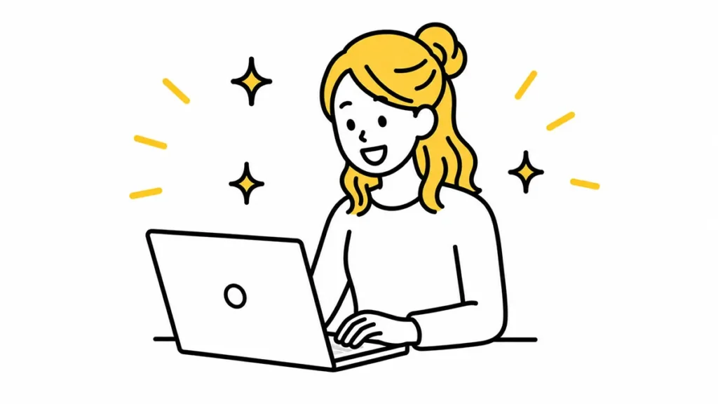 PCを使う女性のイラスト